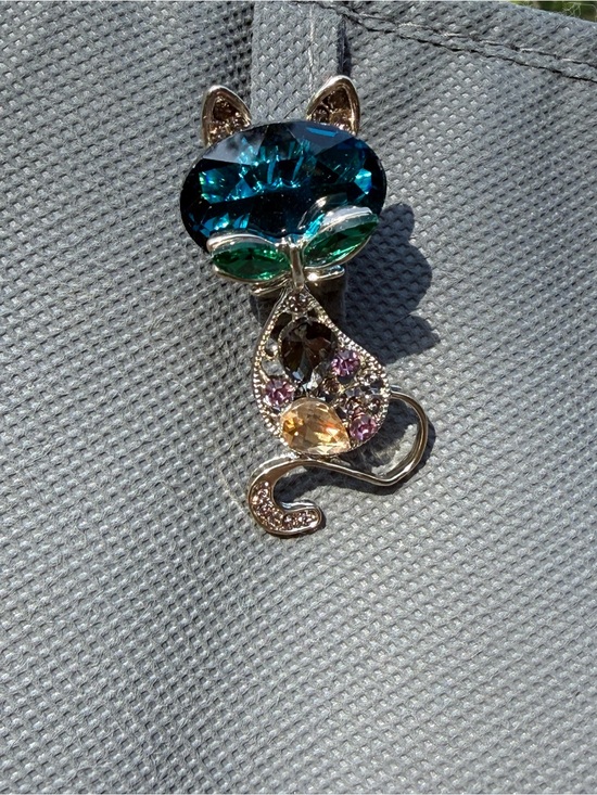 Jewelry - NWT Crystal Cat Brooch - Multicolor Sparkle Accent Rhinestone Crystal